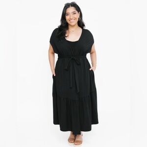 Smash + Tess Sienna Duster Maxi Dress Wrap in Midnight Black, Size XS/S, Pockets